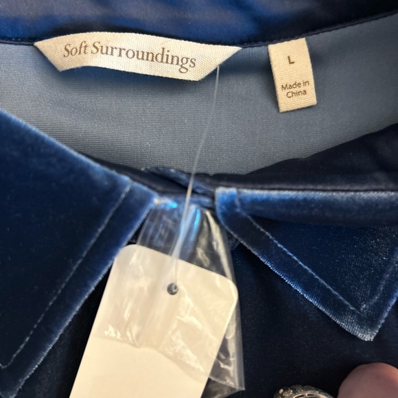 Soft Surroundings Blue 3/4 Sleeve Button Down Tunic - Picture 12 of 13